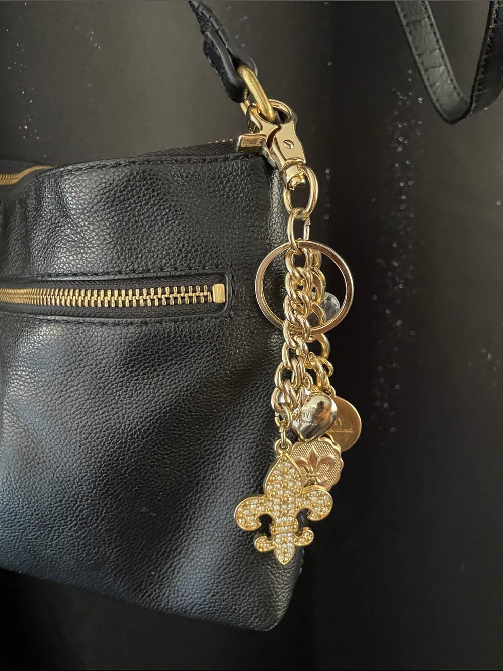 Kathy Van Zeeland Gold-Tone Fleur-de-Lis Crystal Charm Keychain - Picture 11 of 11